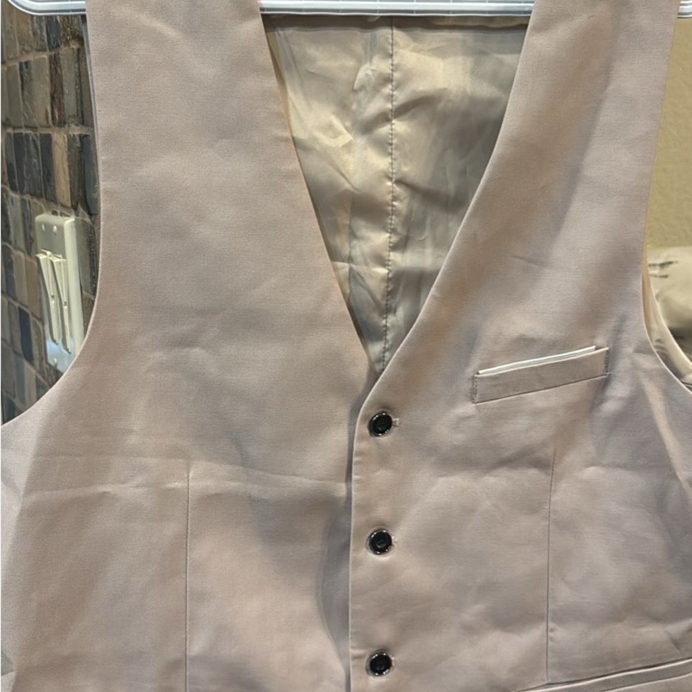 Stylish Beige Vest with Black Buttons